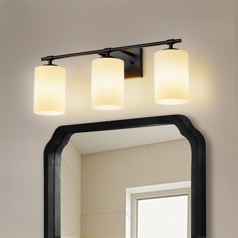 Meuble-lavabo moderne 3 lumières noir avec porte-lampes en forme de cloche