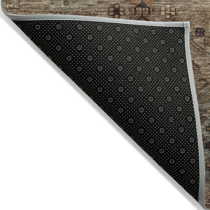 Tapis intérieur / extérieur brun lavable à la machine Xhevrie, Rectangle 10 pi x 14 pi