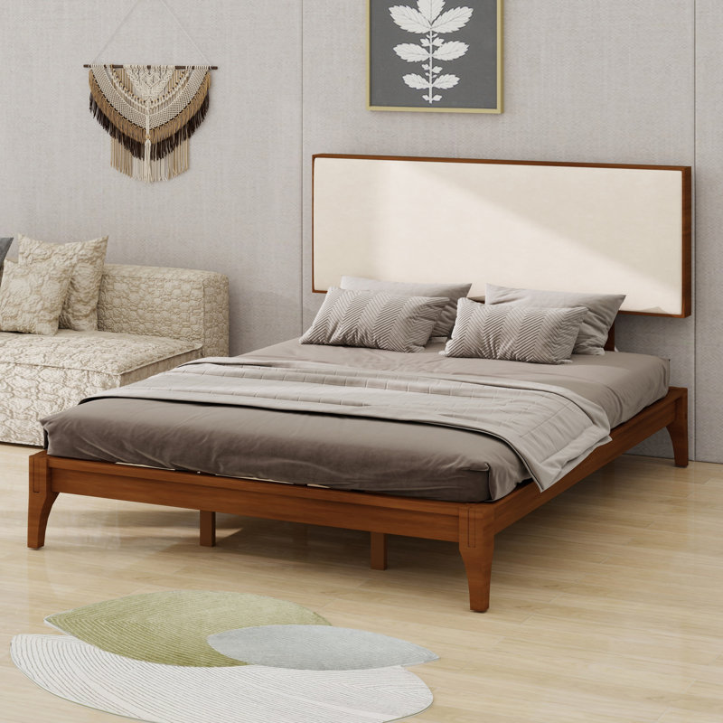Modern Platform Bed Featuring Upholstered Headboard