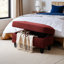 Banc de rangement avec repose-pieds 28,5 po en faux suède à losange capitonné, banc à chaussures pour l'entrée, banc de bout de lit pour le salon de la chambre à coucher, salon, rouge-285737670