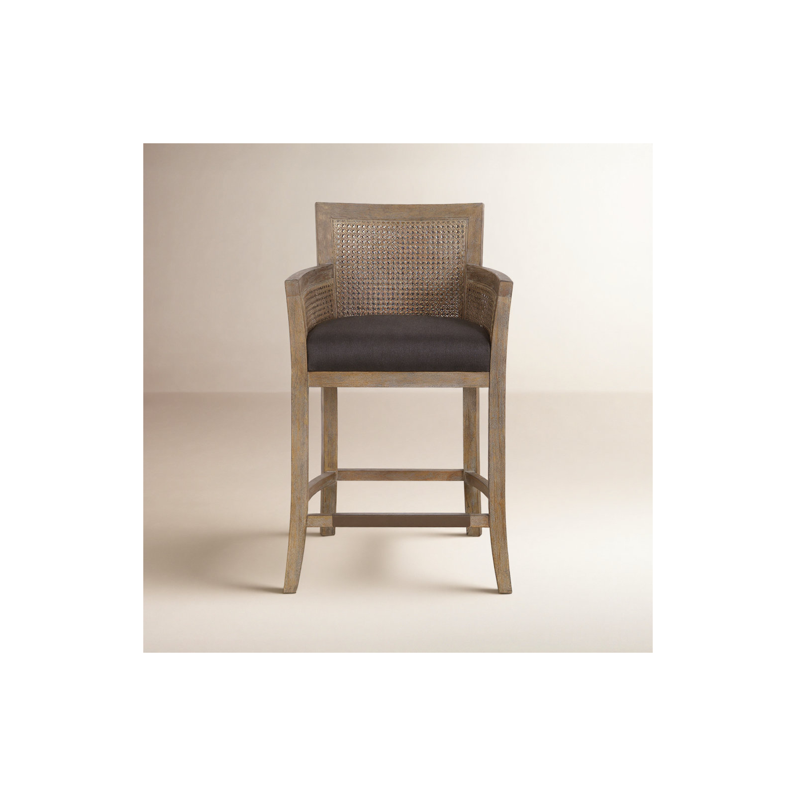 Farlane Cane Stool, Dark Gray/Brown