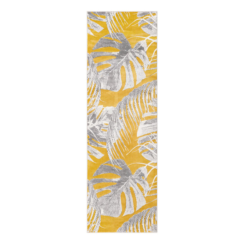 Tapis jaune / gris Adalheida, Tapis de couloir 2 pi x 6 pi
