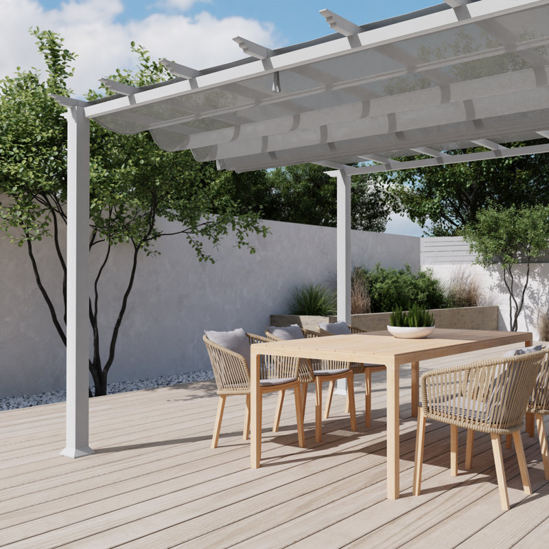 Florence  Aluminum Pergola in Powder-Coated Finish with Adjustable Canopy, Gray, 11'x16'