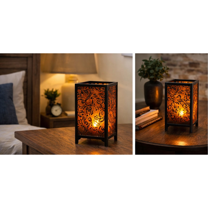 Floral Ember Metal Candle Lantern