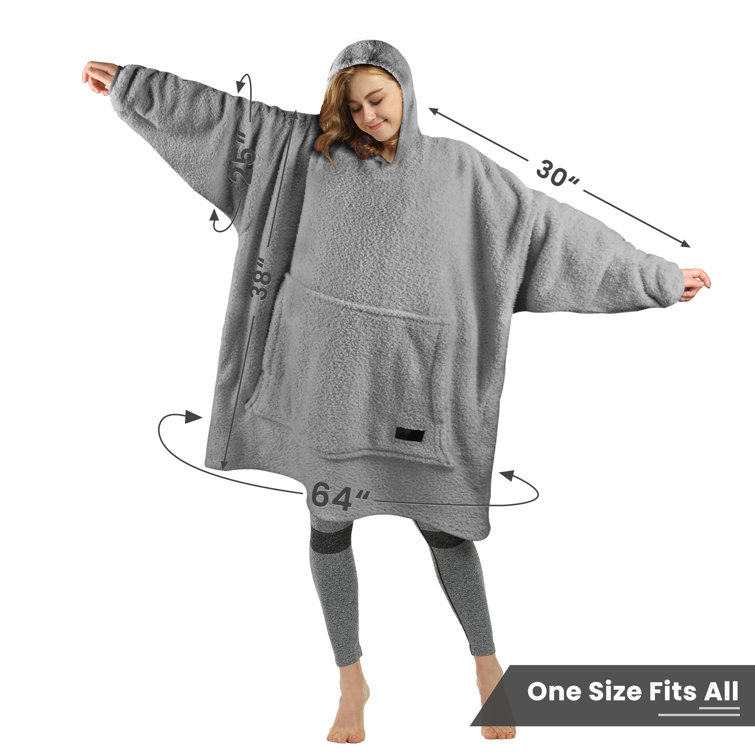 Hoodie Blanket Oversized Ultra Plush Sherpa Giant Big Hooded Sweatshirt  Blanket