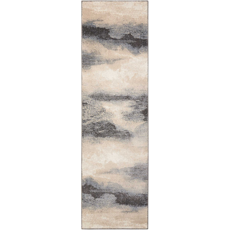 Tapis gris contemporain Ashli, Tapis de couloir 2 pi 2 po x 10 pi