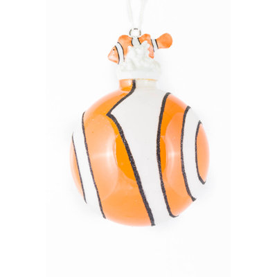 Ornement en forme d'ampoule de poisson clown rayé en verre orange