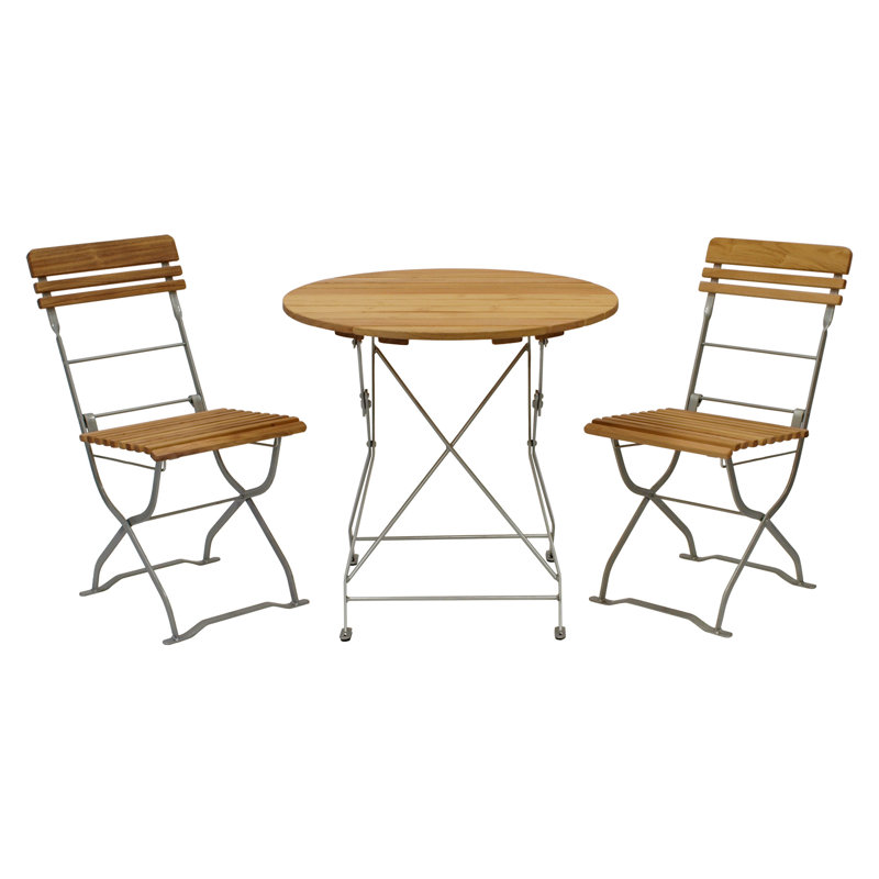 München 2 - Person Patio Dining Set with Round Table, Mocha