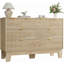 Commode cannelée 8 tiroirs, commode de 47 po de largeur avec poignée en métal, meuble télé en bois pour commode, armoire de rangement moderne pour le salon, le couloir