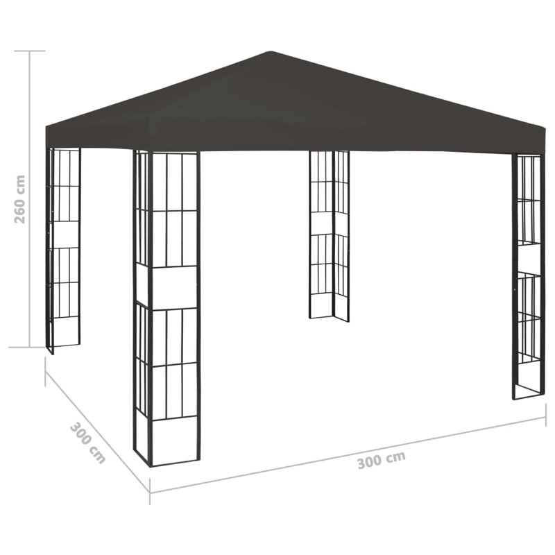 Meribelle 3m x 3m Steel Patio Gazebo, Anthracite