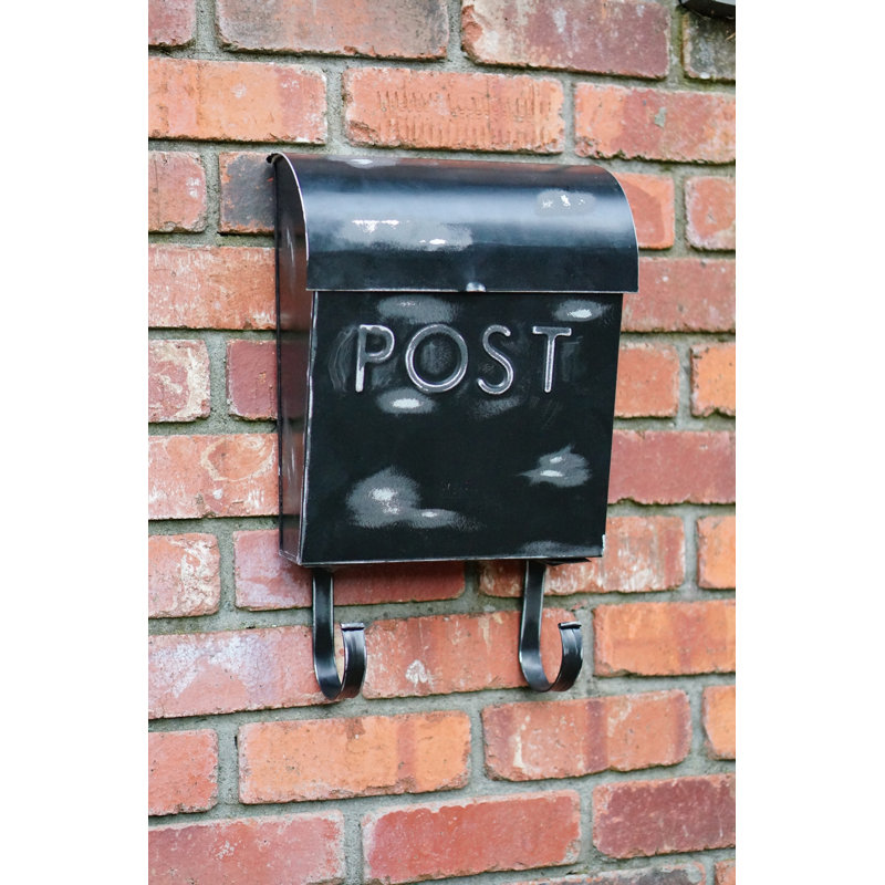 Boîte aux lettres murale poteau Euro, H 12,8 po x l 11 po x P 4,2 po, Rustique / Noir