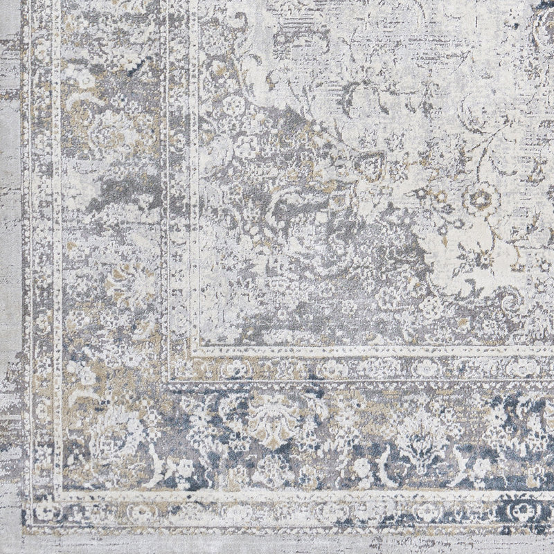 Amoll Abstract Ivory/Gray Area Rug, Rectangle 10' x 14'