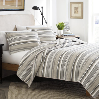 Ensemble de courtepointe réversible en coton gris Stone Cottage Fresno