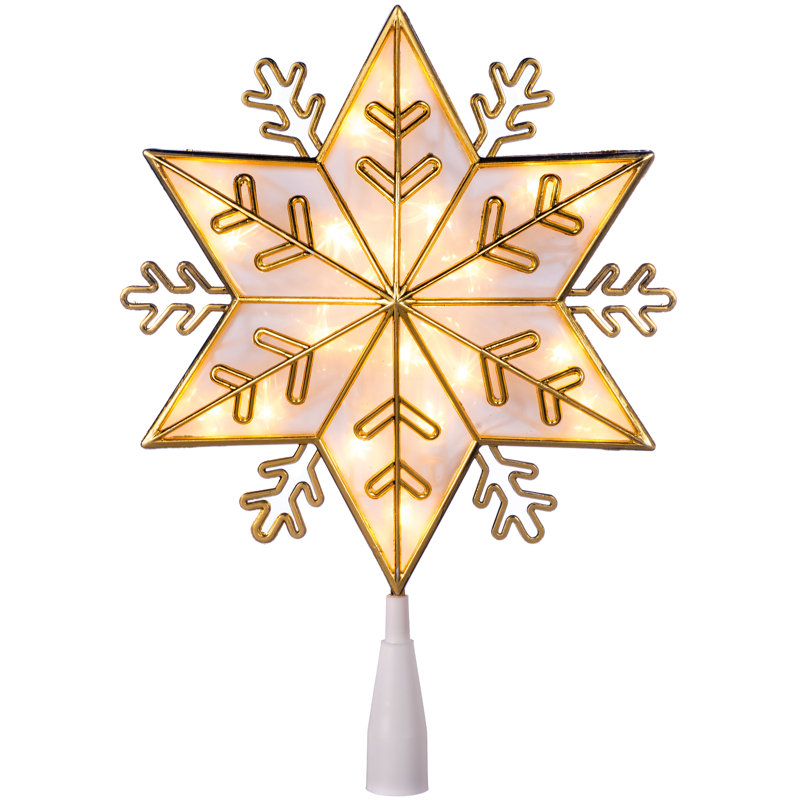 34cm Metal Astrology & Stars Lighted Tree Topper, Gold