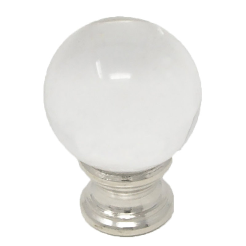 Abdia Crystal Ball Lamp Finial, Brushed Nickel