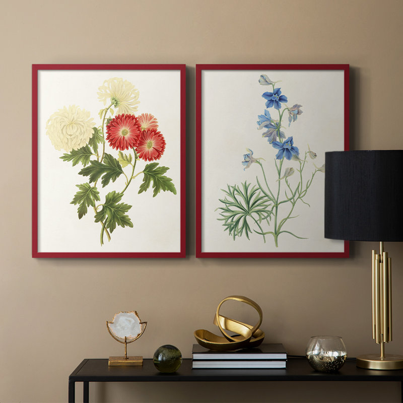 «Flowers of the Seasons I», reproduction encadrée de qualité supérieure - prête à être accrochée - aucun clou requis - aucun clou requis