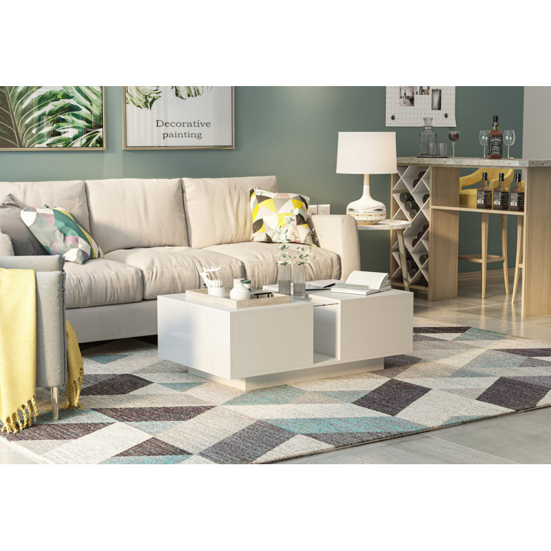Coffee Table with Storage, White