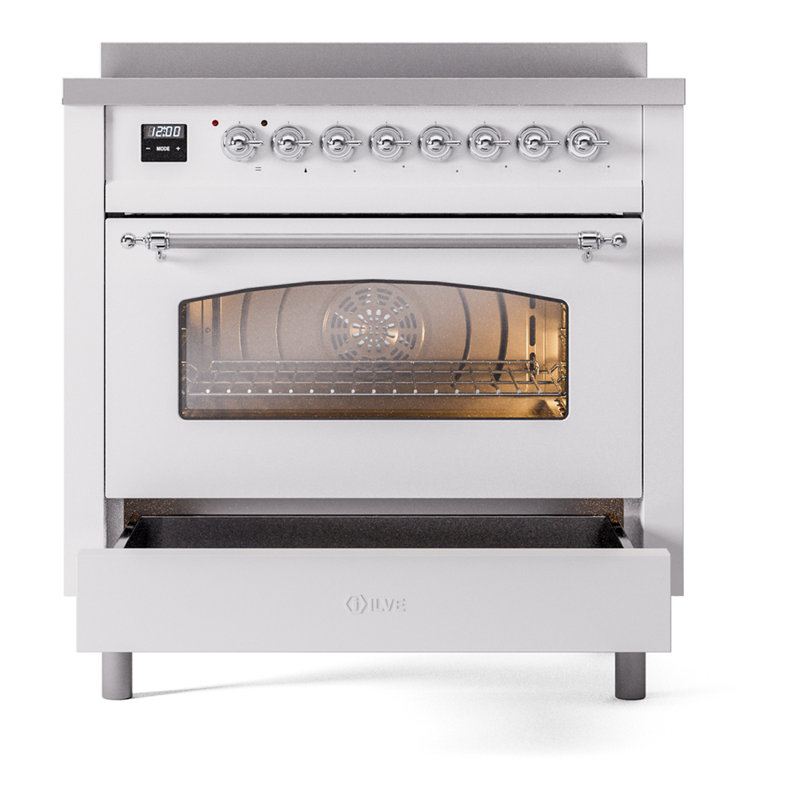 ILVE Nostalgie II 36 in Induction Range, White/Chrome