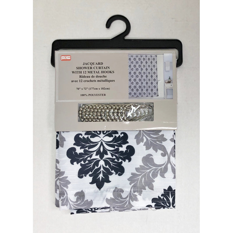 Rideau de douche polysimple + crochets