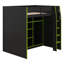 Lit mezzanine double avec bureau, lit mezzanine avec garde-robe ouverte et compartiments de rangement, cadre de lit multifonctionnel avec lumières RVB-150461412