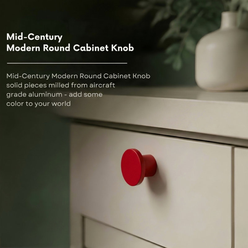 1" Diameter Circle Knob, Rose (Red)