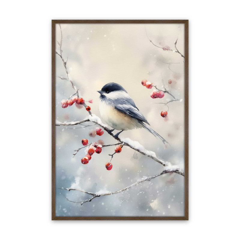«One Winter Songbird», reproduction d'art, 8 po x 10 po, Noyer