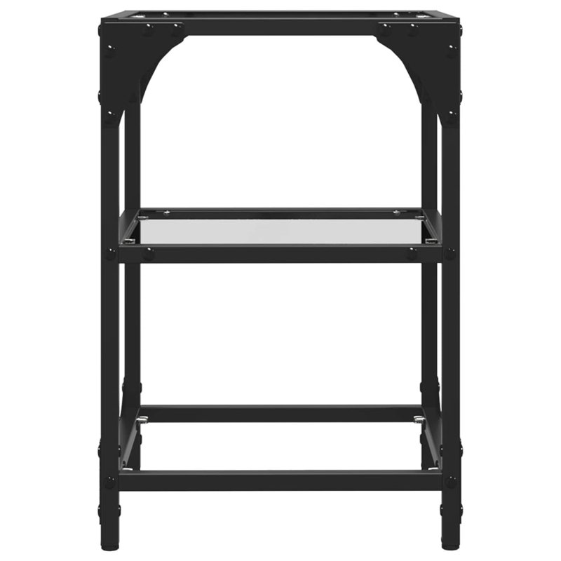 vidaXL Coffee Table Black Engineered Wood Small Coffee Table Square, 0.59 in H x 15.75 in W x 7.87 in D, Transparent