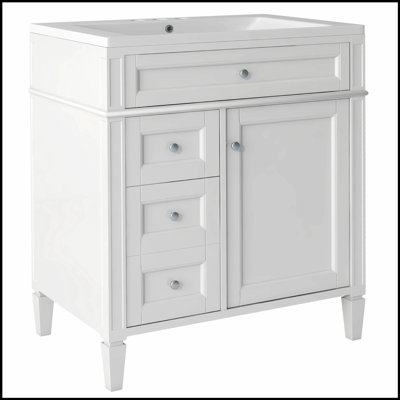 30 Inch Modern Bathroom Vanity with Top Sink and 2 Drawers, Perfect for Stylish and Efficient Storage