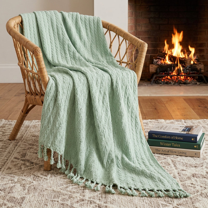 Jeté 100% coton Aqua
