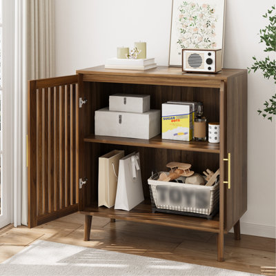 31.5" W Cabinet - Walnut Sideboard For Dining & Living Area Storage Modern Kitchen Room