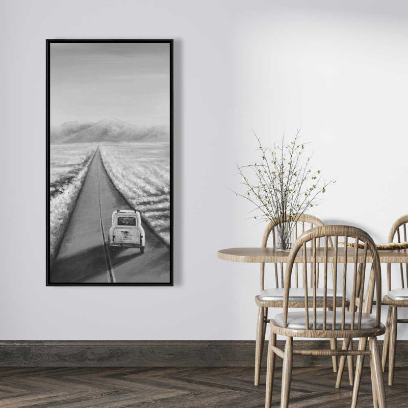 «Car on the Road - Mountains Man Cave», reproduction sur toile encadrée, H 49,25 po x l 25,25 po