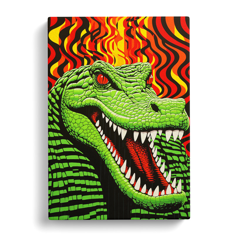 Alligator Op Art - Wrapped Canvas, 76cm H x 50cm W x 3cm D