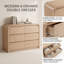 Commode 6 tiroirs 47,24 "avec bords arrondis, commode large pour le rangement de la chambre à coucher-1458232934