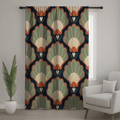 Fan Shell Motif Window Curtains, Seashells Sheer & Blockout Curtains - 1 Panel