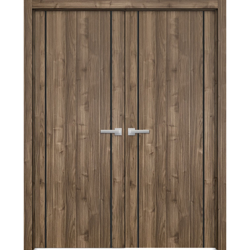Portes françaises en bois massif massif, Noyer, 64 po x 84 po