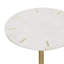 Table d'appoint latérale en marbre blanc avec incrustation dorée et base à volutes, 18 po x 18 po x 25 po-2052456833