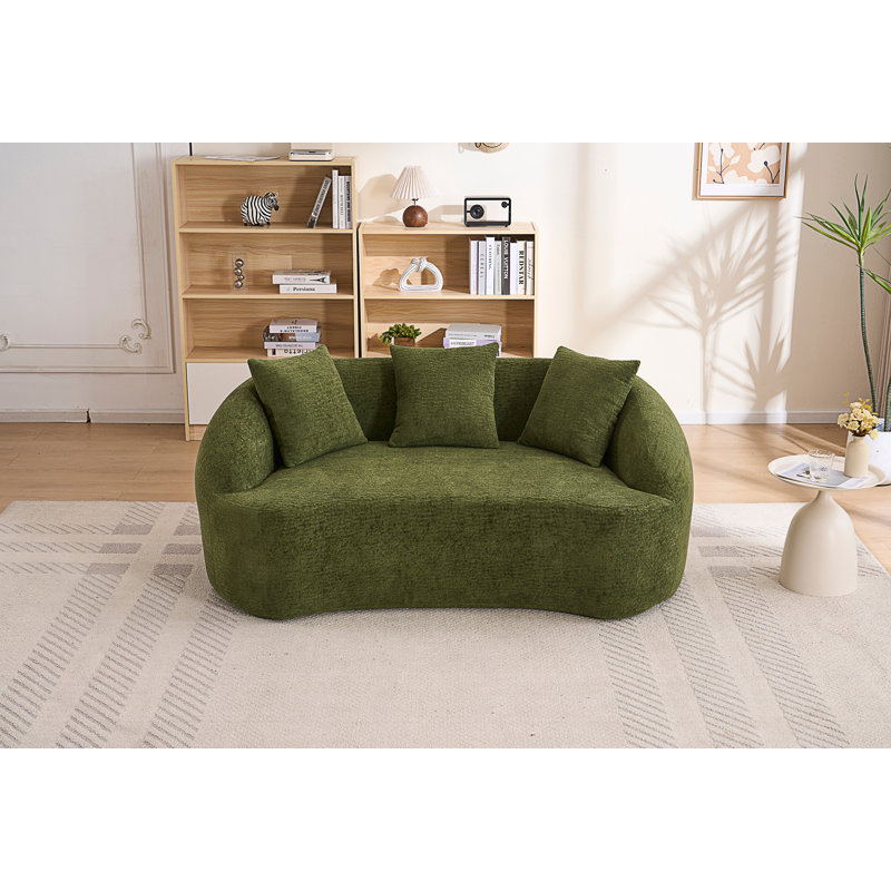 Causeuse Curved Modern, Green Chenille