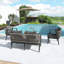  Ensemble de conversation modulaire 4 pièces avec coussins et table basse, structure en fer, imperméable, antirouille et anti-UV, convient aux jardins et pelouses-1725696980