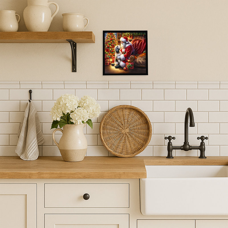 Havanese and Santa Claus Framed Metal Print