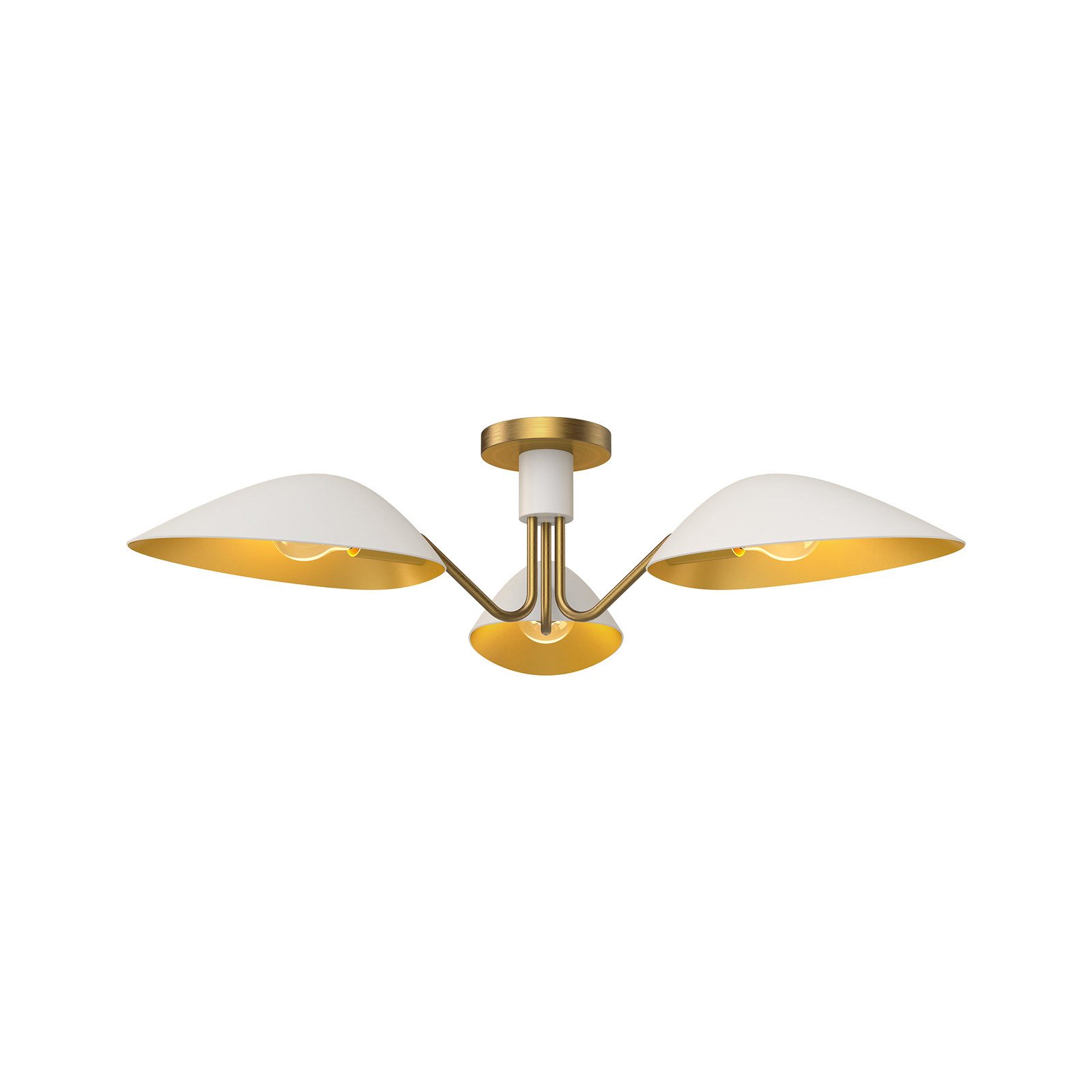 Raelle 3 Light Semi Flush Mount, White/Aged Gold