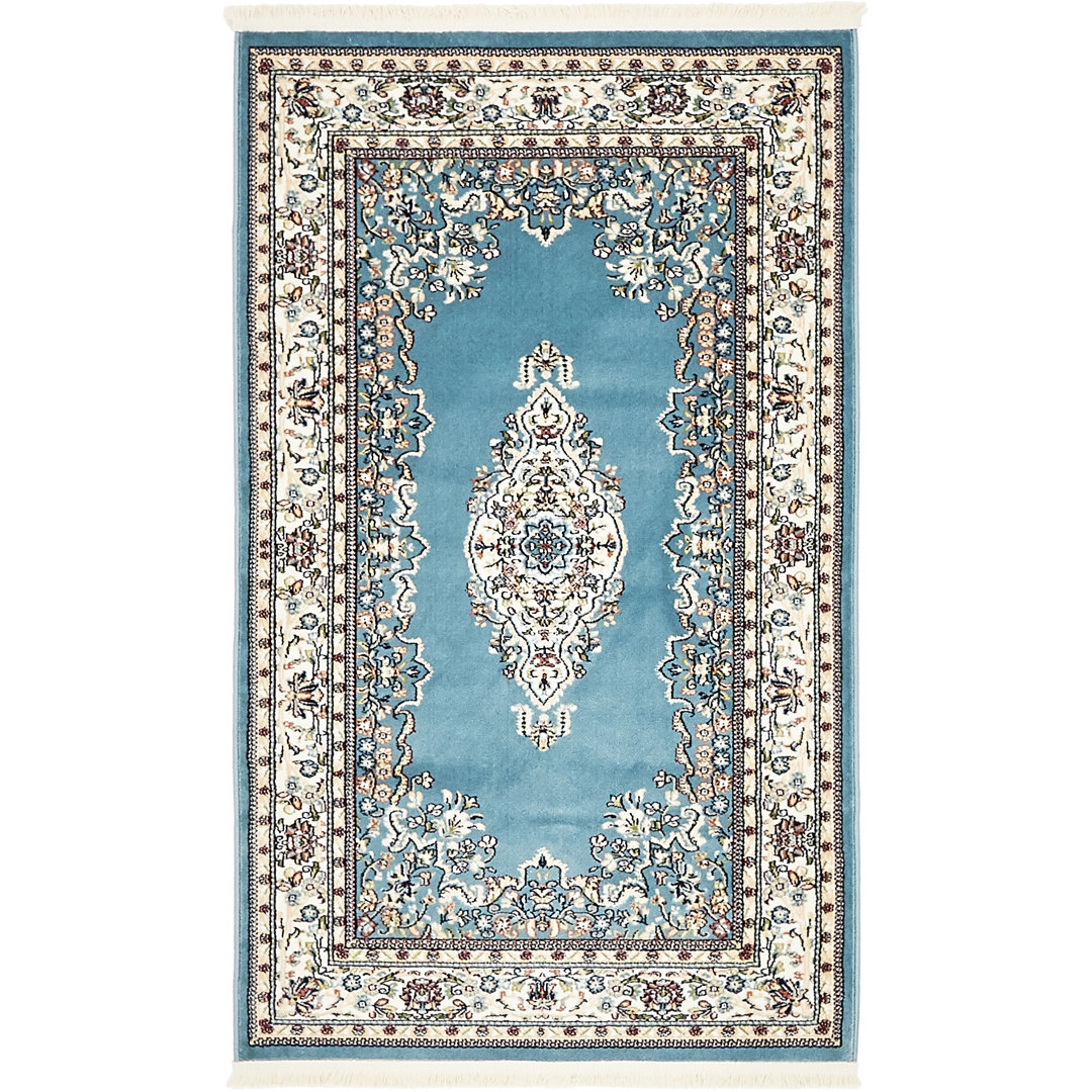 Amaris Oriental Blue/Tan Area Rug Charlton Home® Rug