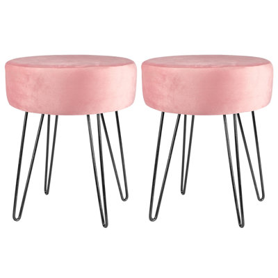 Harbour Housewares Round Velvet Footstools