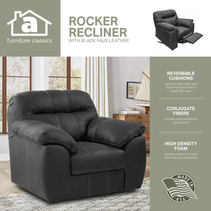 Fauteuil inclinable en similicuir Red Barrel Studio®, Noir, noir, noir, noir