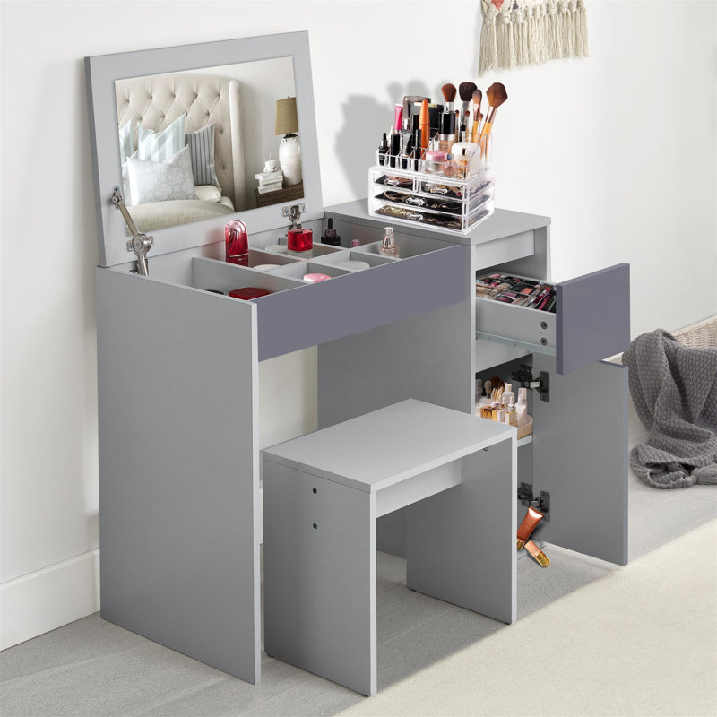 Nichol Dressing Table with Mirror, Grey