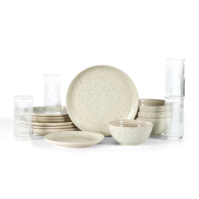 Service de table en grès borosilicaté 32 pièces Stone Lain Dua, Blanc