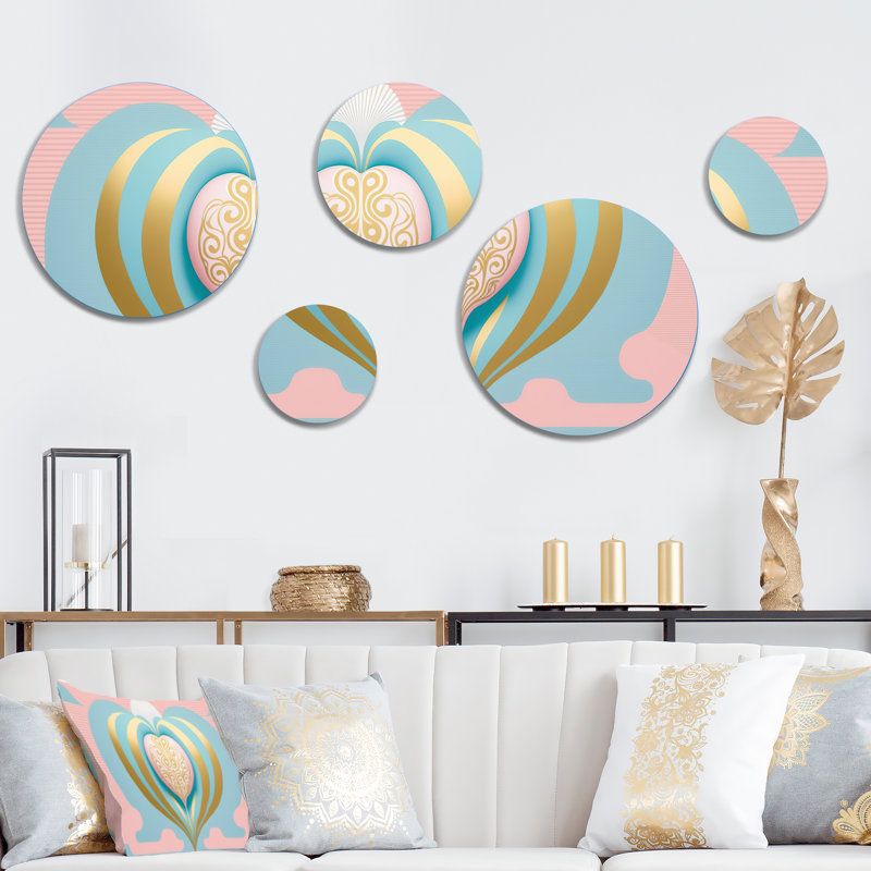 Ensemble de 5 décorations murales pastel rose