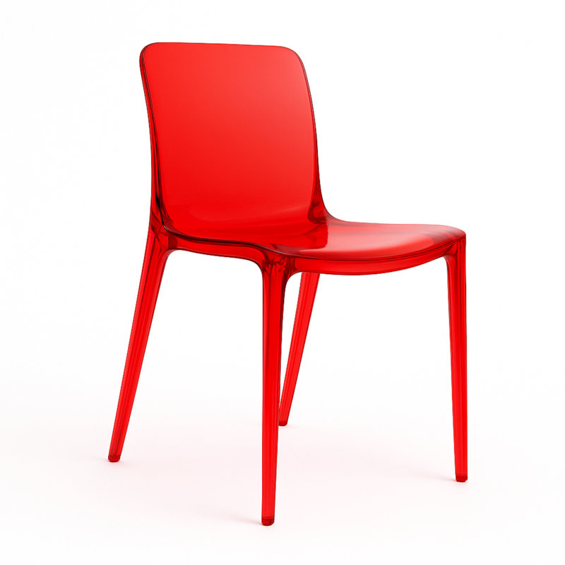 Chaise de salle à manger empilable Lade, Rouge diaphane, Individuel