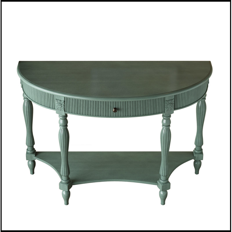 Demi-lune en bois avec tiroir et tablette, Antique Green