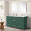 Meuble-lavabo 60 po, meuble-lavabo avec cadre en bois massif, comptoir autoportant avec double cuve vert