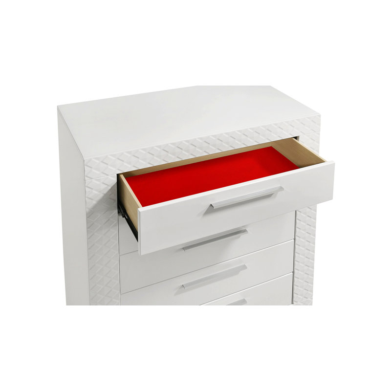 Commode 5 tiroirs de style moderne, commode verticale 5 tiroirs spacieux pour la maison